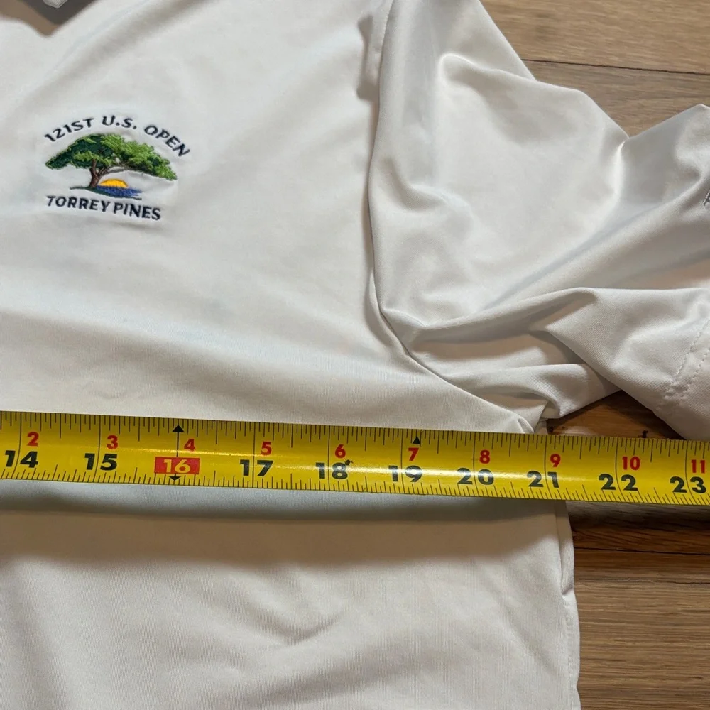 RLX Ralph Lauren White Polo 121st U.S. Open Torrey Pines Golf Shirt Men’s M